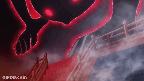 Staircase With Red Ceiling Light GIF