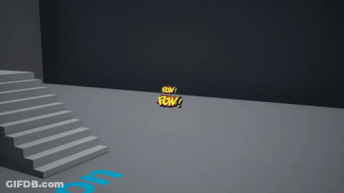 Staircase With Smoke And POW GIF