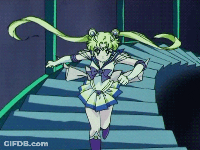 Stairs Running Sailor Moon GIF