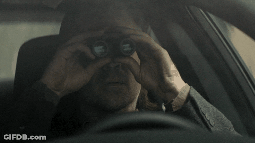 Stalking Using Binoculars In Car GIF