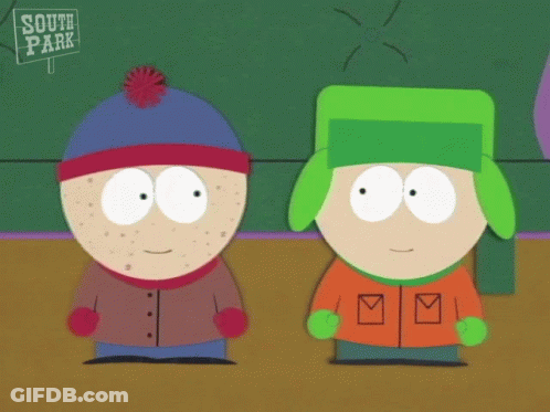 Stan And Kyle From South Park Are Standing Next To Each Other GIF