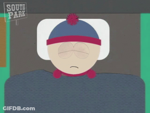 Stan Marsh From South Park Is Laying In A Bed GIF