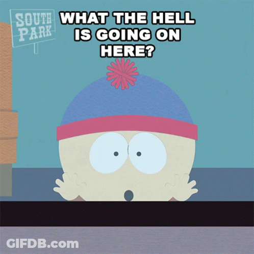 Stan Marsh From South Park Says " What The Hell Is Going On Here ? " GIF