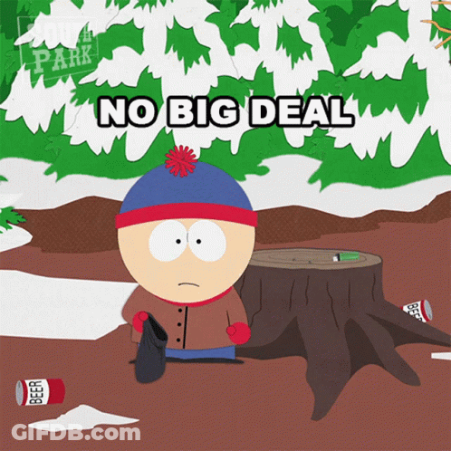 Stan Marsh From South Park Sits Next To A Tree Stump With A Can Of Beer On The Ground GIF