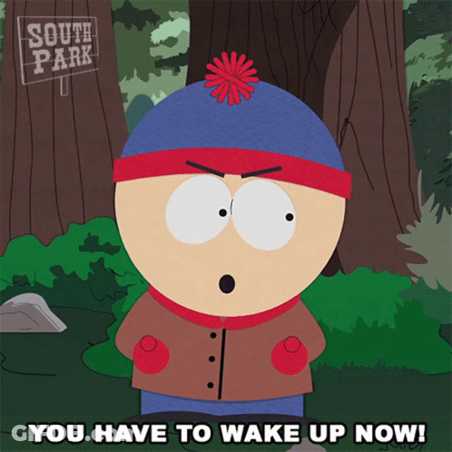 Stan Marsh From South Park Stands In Front Of A Sign That Says South Park GIF