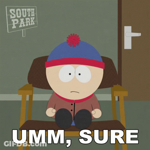 Stan Marsh Sitting In Chair Saying Umm Sure GIF