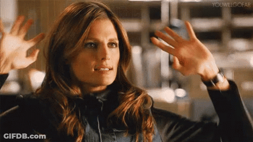 Stana Katic Frustrated Reaction GIF
