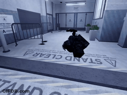 Stand Clear Sign On Floor GIF