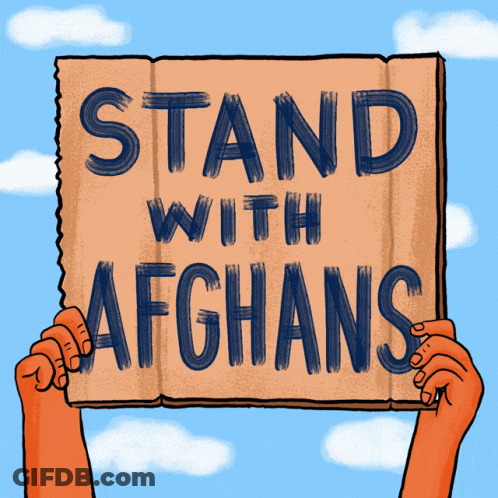 Stand With Afghans Sign Held By Two Hands GIF