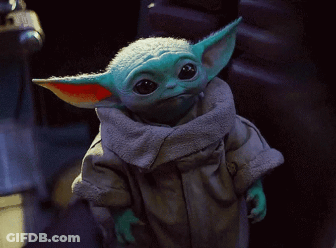 Standing Baby Grogu Stare GIF