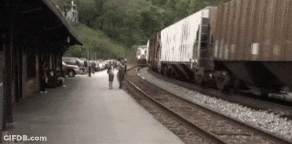 Standing Beside Train Crash So Close GIF