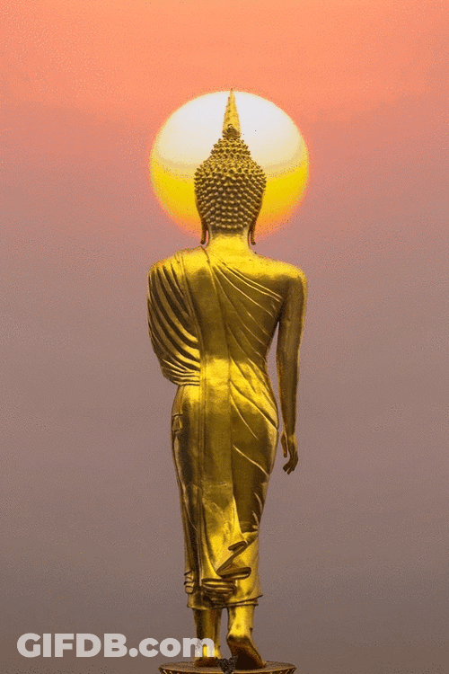 Standing Golden Buddha Back Side GIF