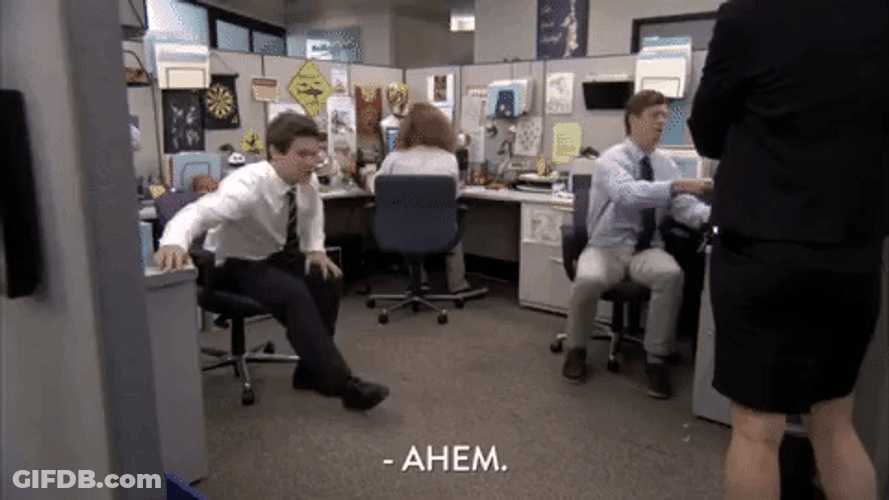 Standing Up Ahem Workaholics GIF