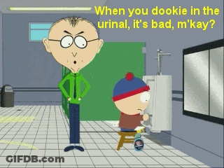 Stanley From South Park Is Standing Next To A Man In A Bathroom GIF