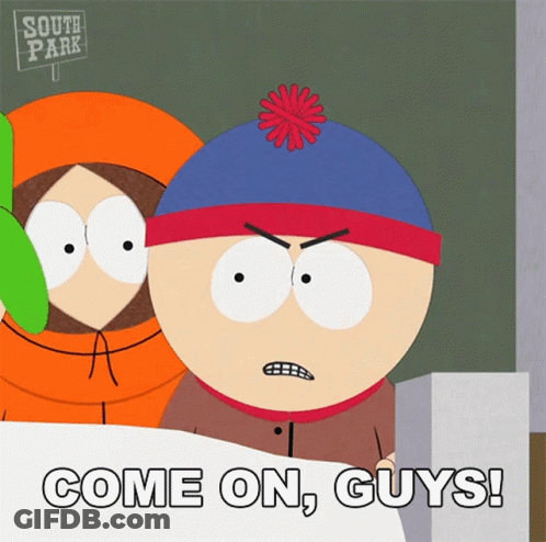 Stanley From South Park Says Come On Guys In Front Of South Park Sign GIF