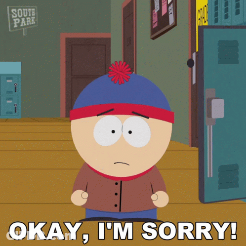 Stanley From South Park Says Okay I 'M Sorry In Front Of A Locker GIF