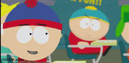 Stanley From South Park Sits At Desk In Front Of Fun Sign GIF
