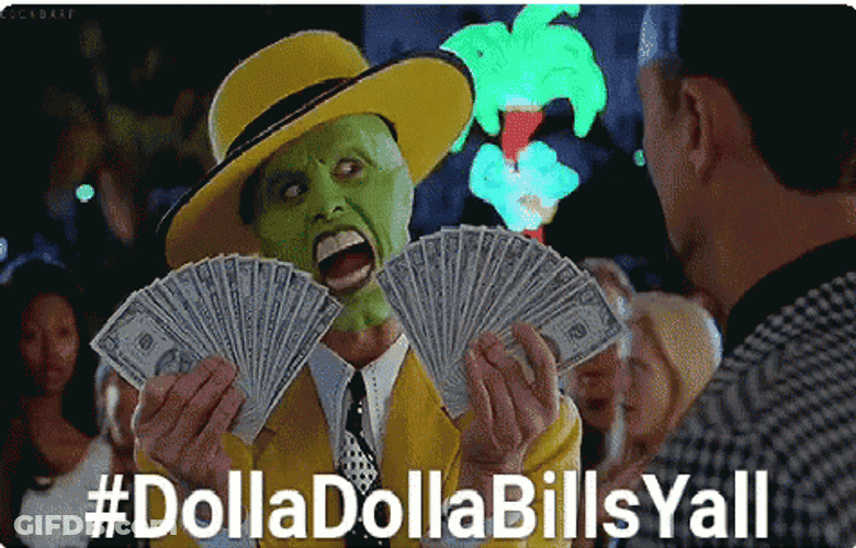Stanley Ipkiss Holding Lots Dollar Bill GIF