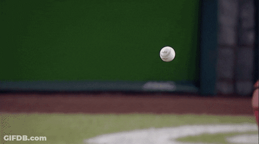 Stanton Catches Baseball Ball Slowmo GIF