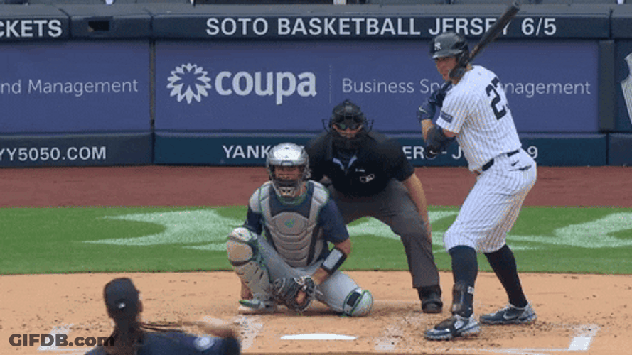 Stanton Hits Ball Baseball GIF