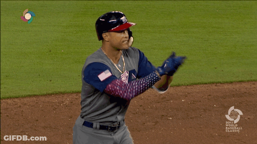 Stanton On Field Points Someone GIF
