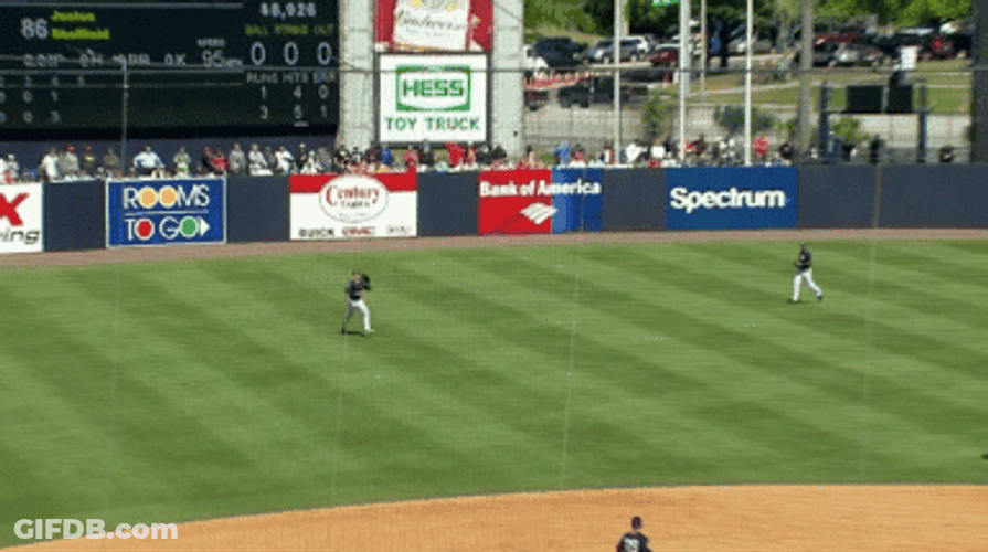 Stanton Raises Hand Happy Crosses Field GIF