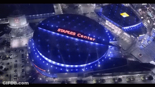 Staples Center Lit Up At Night GIF