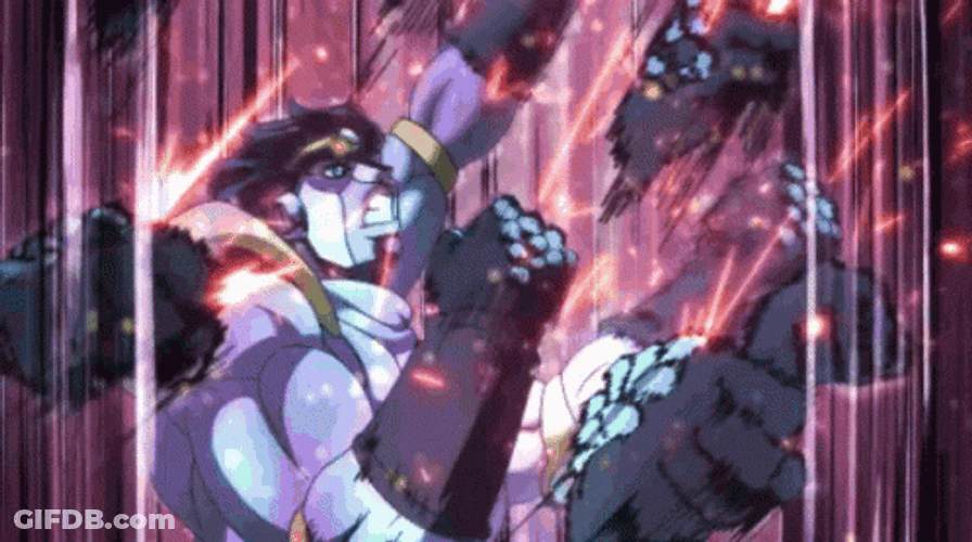 Star Platinum Flaming While Raining Some Punches GIF