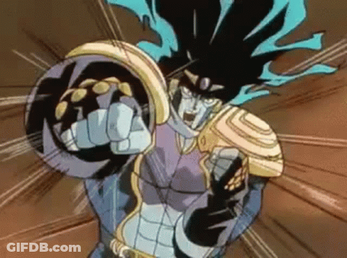 Star Platinum From Jojo 'S Bizarre Adventure Is Making A Fist In A Cartoon . GIF