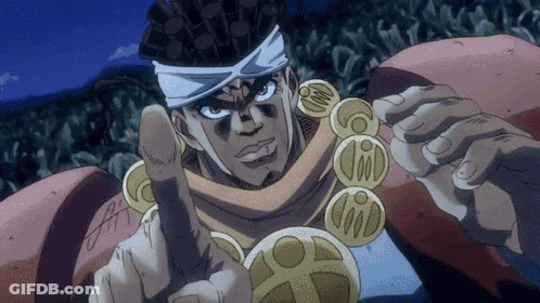 Star Platinum From Jojo 'S Bizarre Adventure Is Pointing At The Camera GIF
