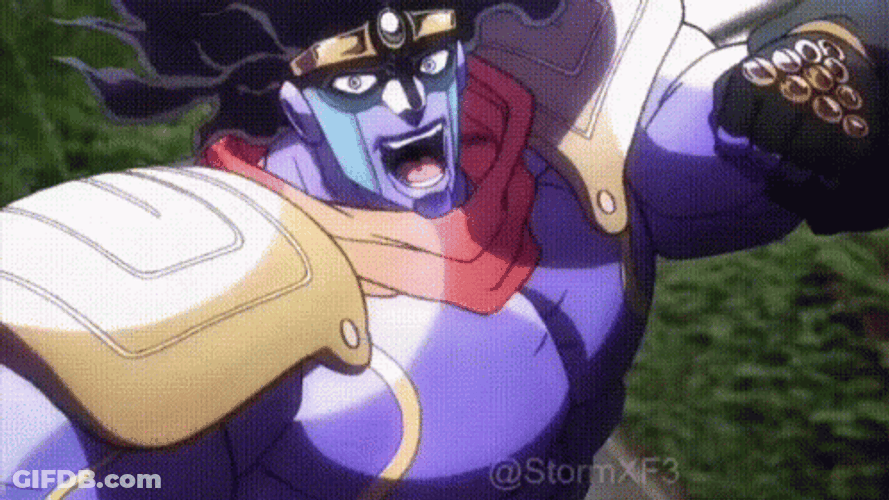 Star Platinum Punch Grass Background GIF