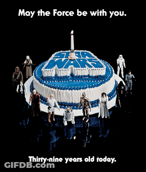 Star Wars Blue Birthday Cake GIF