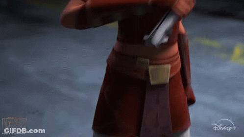 Star Wars Cartoon Character Holding Sword GIF