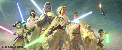 Star Wars Characters Holding Lightsabers GIF