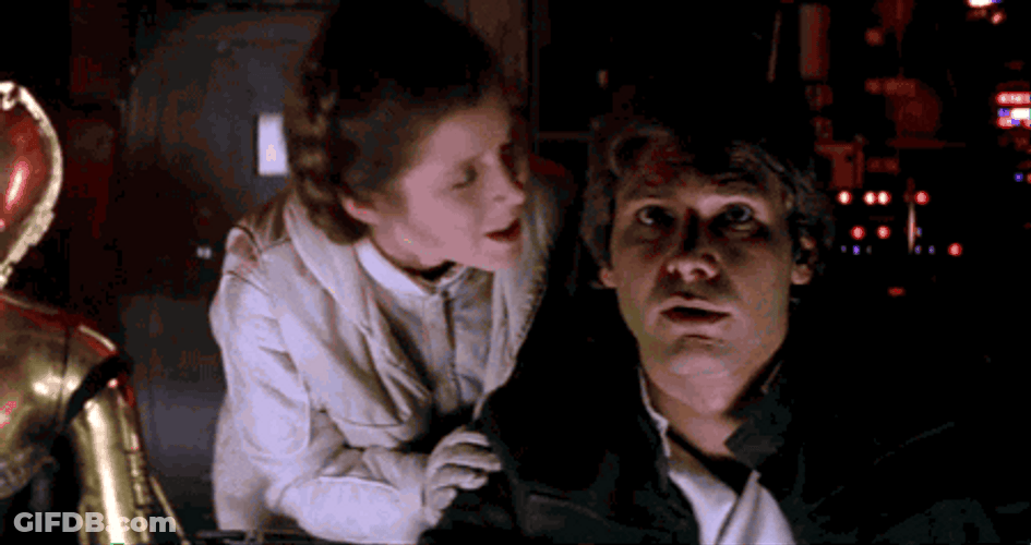 Star Wars Cheek Kiss Princess Leia Han Solo GIF