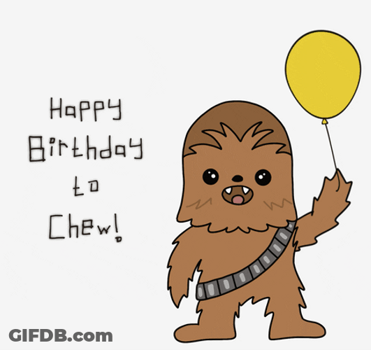 Star Wars Happy Birthday Chewbacca Balloon GIF