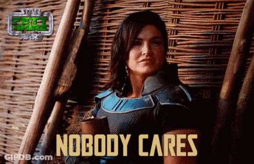 Star Wars Poster Woman Holding Cup Nobody Cares GIF