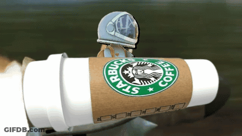Starbucks Coffee Cup With Spaceman GIF