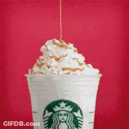 Starbucks Cup With Whipped Cream And Caramel GIF