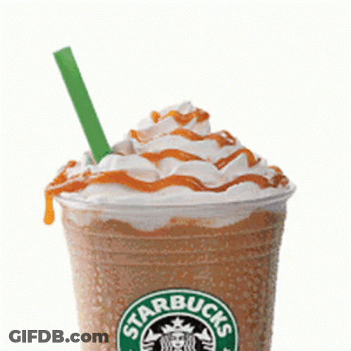 Starbucks Drink With Whipped Cream And Green Straw GIF