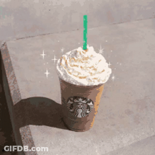 Starbucks Drink With Whipped Cream And Straw GIF