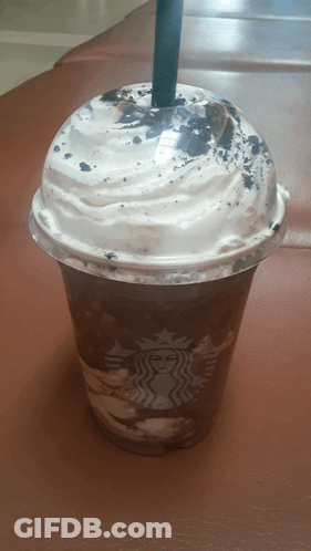 Starbucks Drink With Whipped Cream And Straw GIF