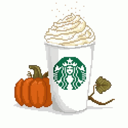 Starbucks Psl Beside Small Pumpkin GIF