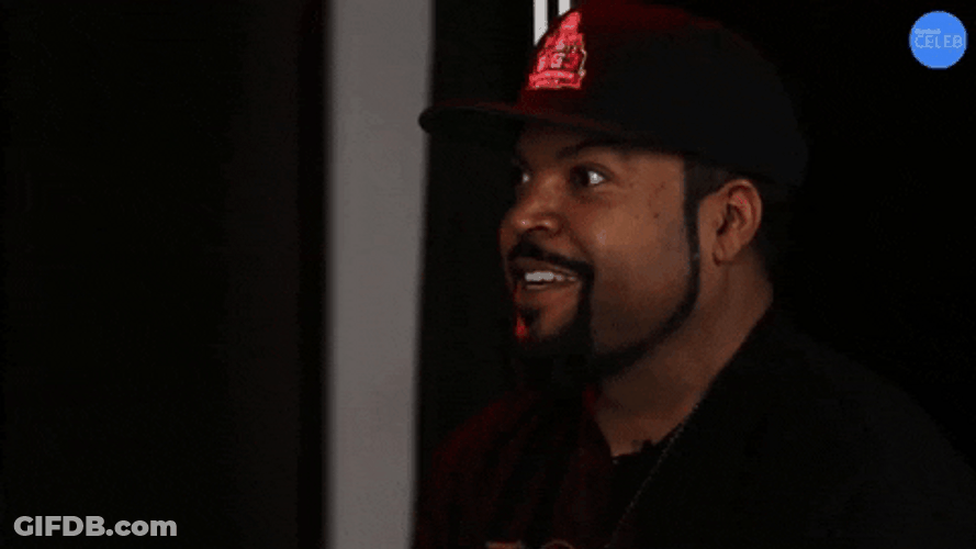 Stare Down Excited Ice Cube GIF