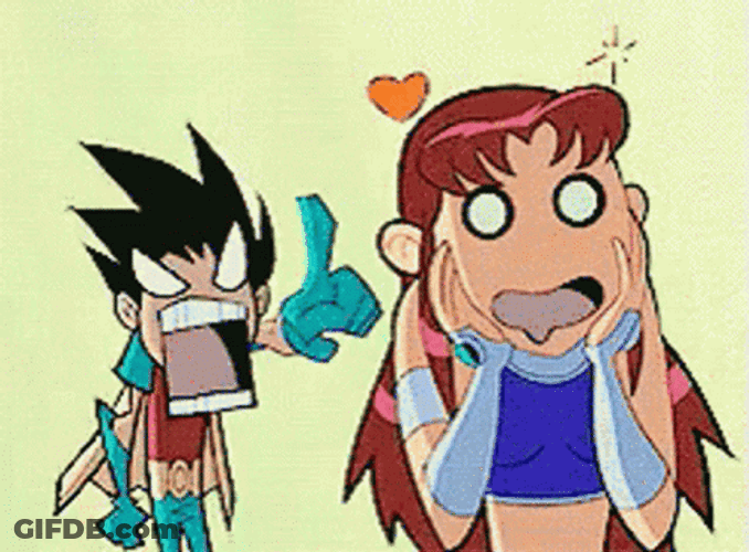 Starfire And Robin Jaw Drop GIF