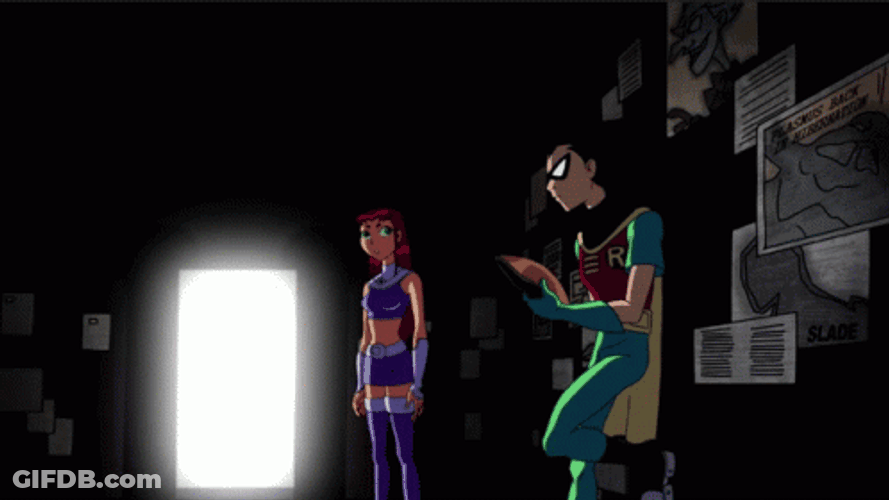Starfire Leaving Robin GIF