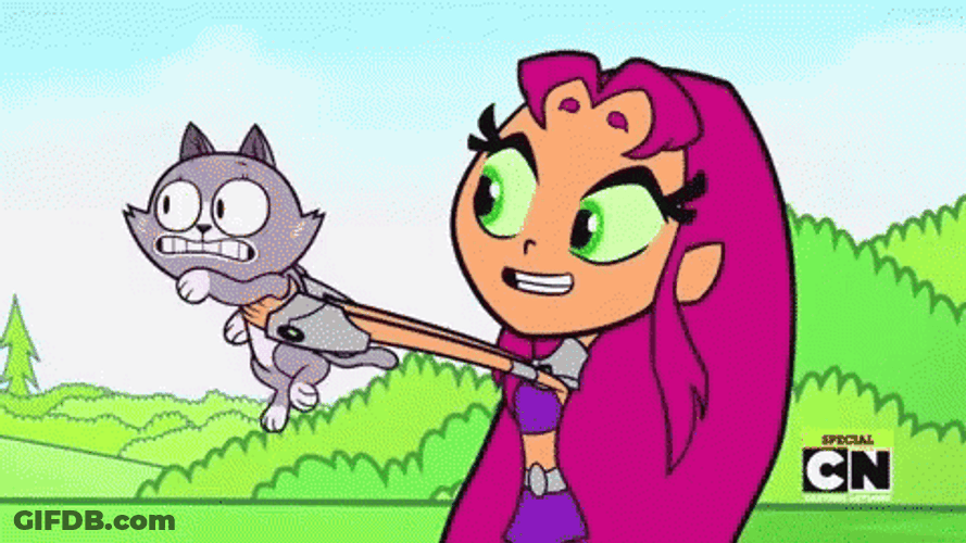 Starfire Swallowing Cat GIF