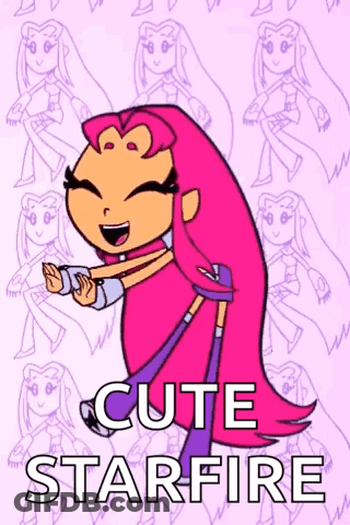 Starfire Teen Titans Go Poster Pink Background GIF
