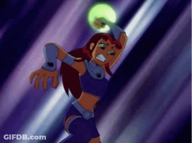 Starfire Throwing Green Energy GIF