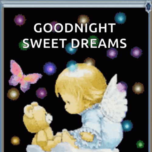 Staring Angel And Bear Dobranoc GIF